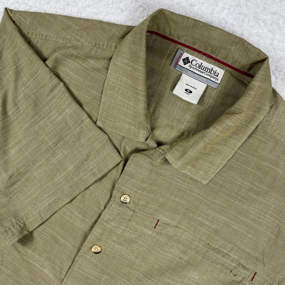 Columbia‎ Vertex Button Up Shirt Mens Medium Olive Green Textured AM7069
